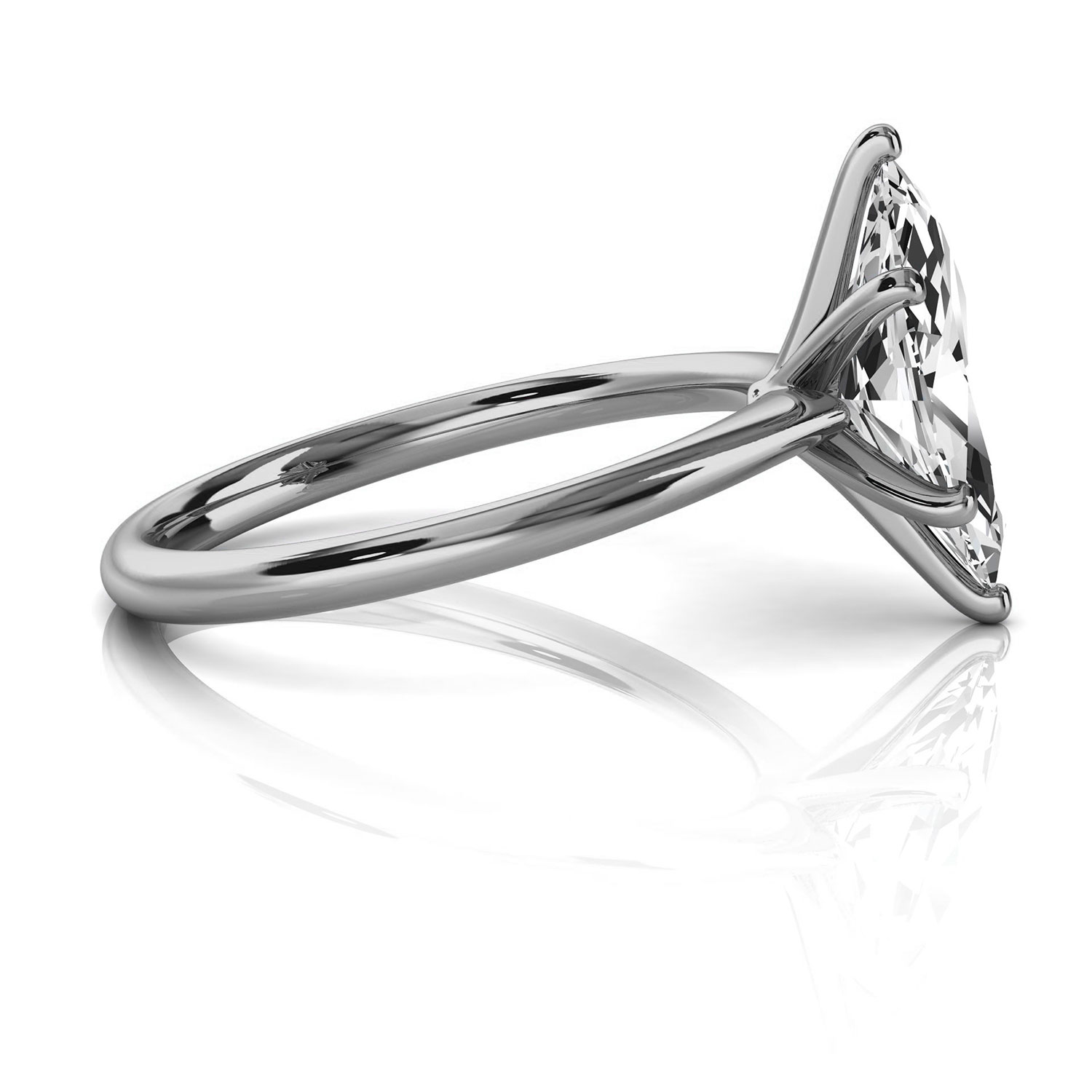 14K White Gold Reli 2 MM Solitaire Ring
